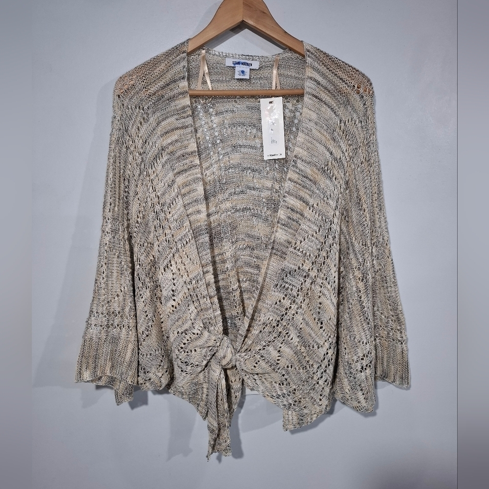 Steve Madden Boho Cream Open Knit Sweater Cardigan One Size Loose Fit Layering